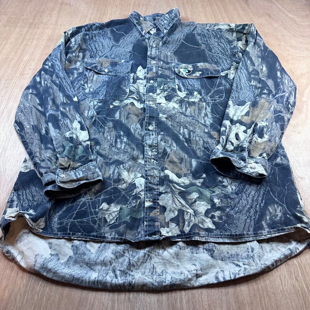 Mossy Oak Break-Up Camo Button Front Shirt Men’s XL Long Sleeve Hunting Outdoors